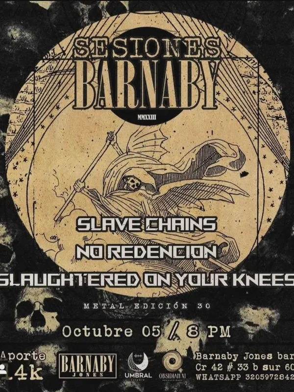 Flyer for Sesiones Barnaby — Metal (2023) at Barnaby Jones Bar, Envigado