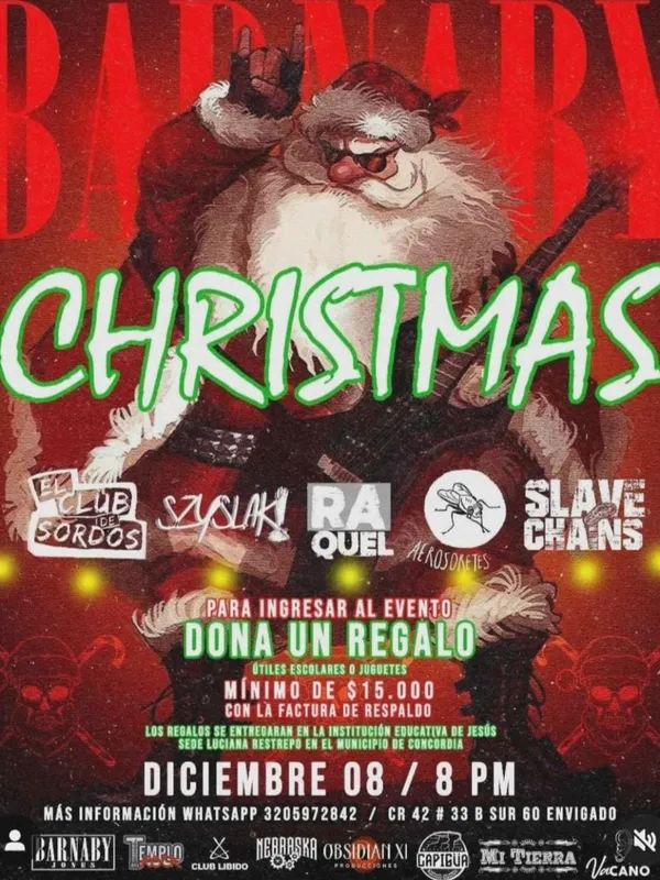 Flyer for Barnaby Christmas (2023) at Barnaby Jones Bar, Envigado