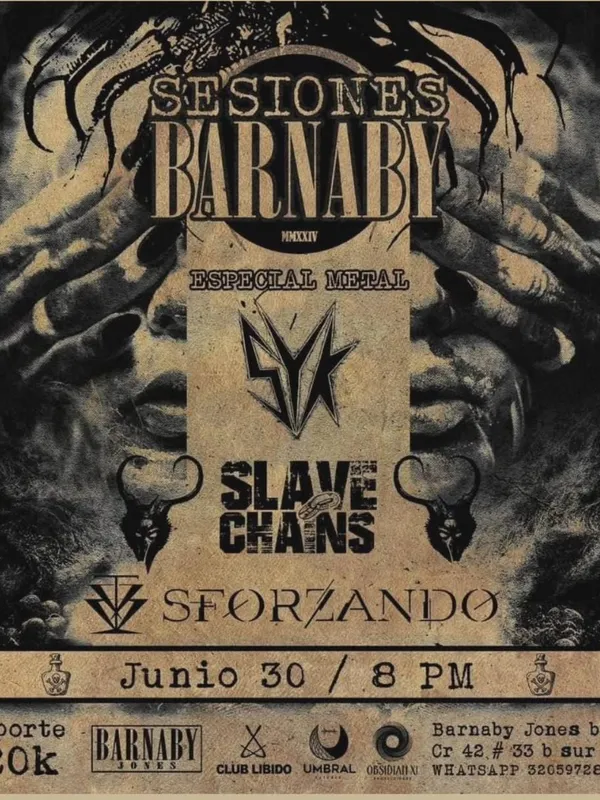 Flyer for Sesiones Barnaby — Especial Metal (2024) at Barnaby Jones Bar, Envigado