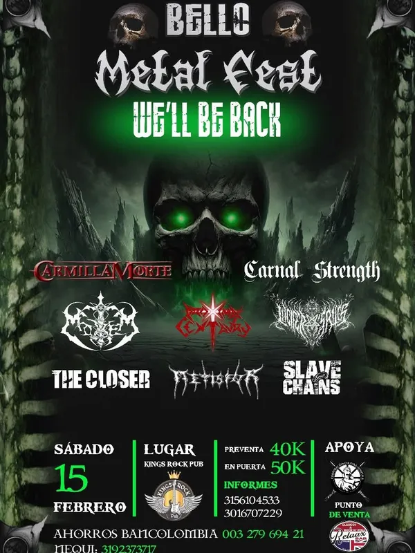 Flyer for Bello Metal Fest — We'll Be Back (2025) at Kings Pub Rock, Bello